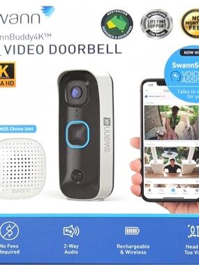 Swann - Buddy 4K UHD Wireless Video Doorbell & Chime, New, Sealed!